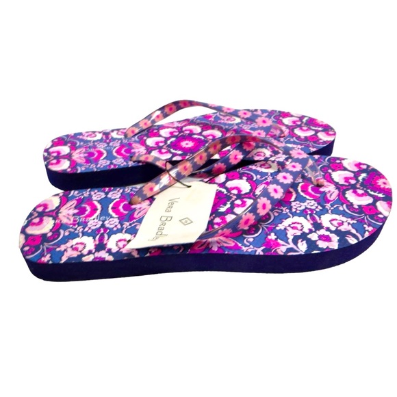 Vera Bradley NWT Flip Flops Slippers Sandals Floral Pinks & Blue Size Small - Picture 3 of 9